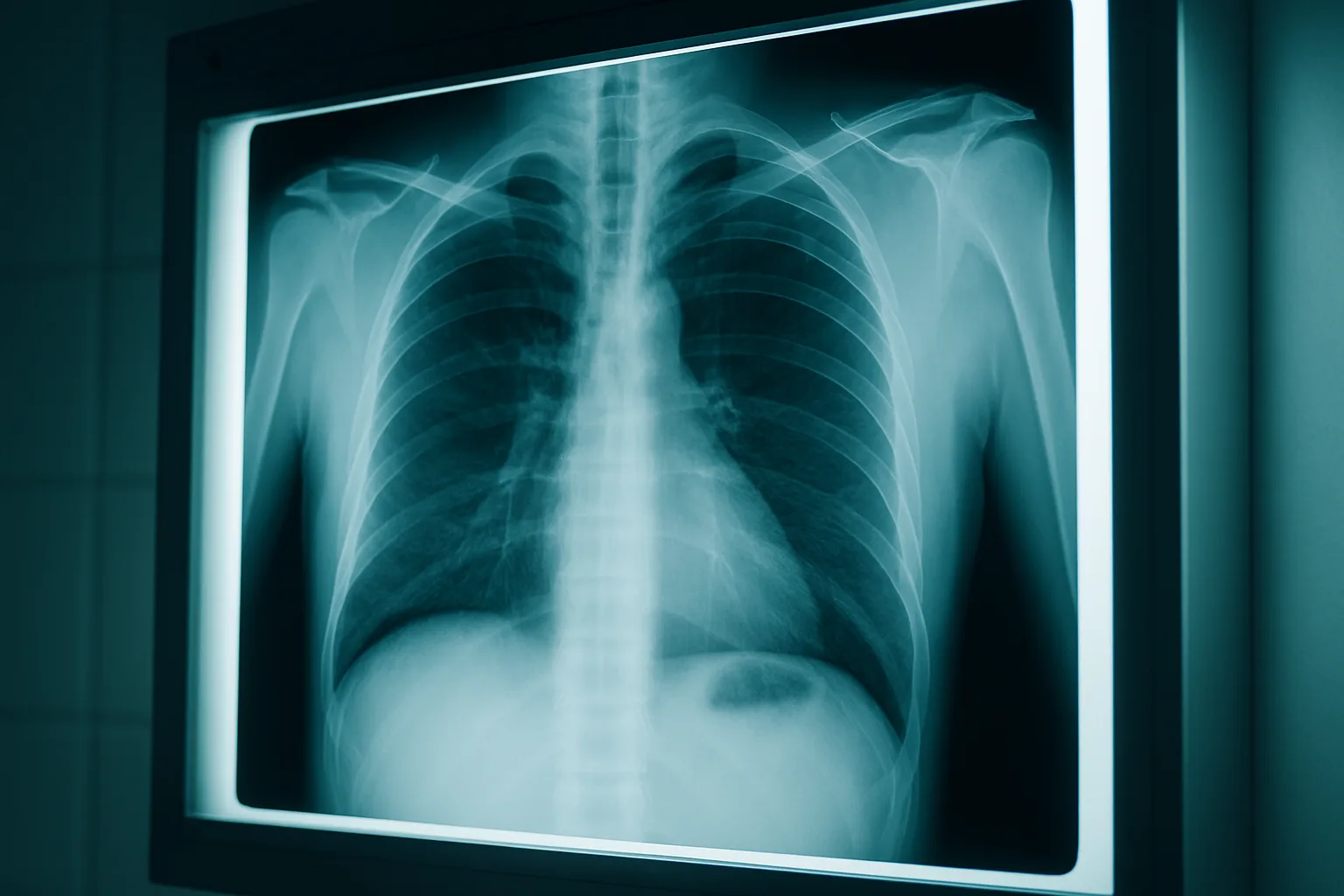Chest X-ray on hospital lightbox